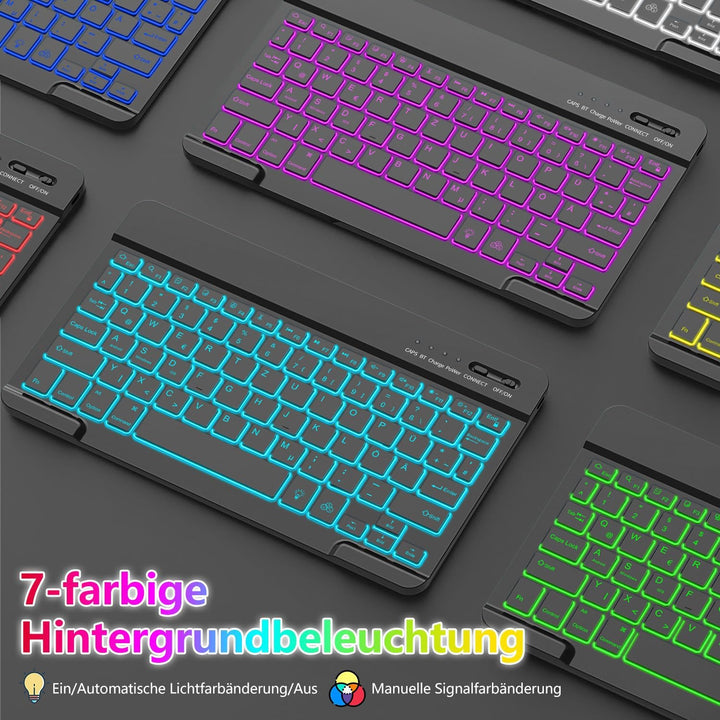 aMZCaSE für iPad A16 10/11th Generation Case mit Tastatur 11/10.9 Zoll(2025/2022),7 Farben Hintergru
