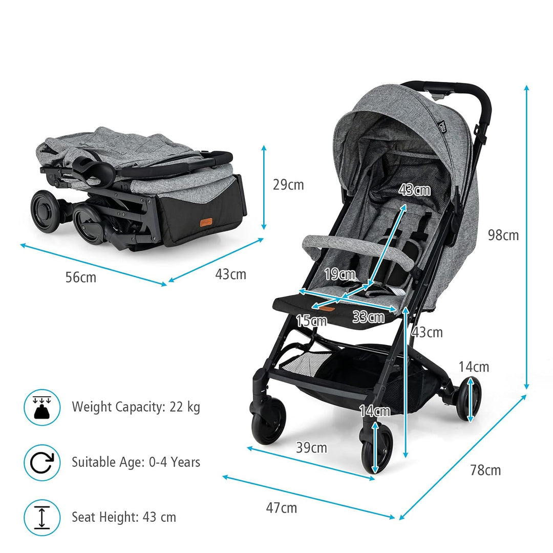 LIFEZEAL Zusammenklappbarer Kinderwagen, Kinderbuggy mit verstellbarer Rückenlehne, Buggy mit Schlaf