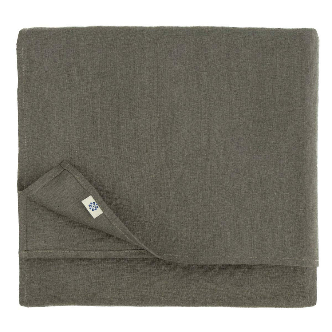 Linen &amp; Cotton Tischdecke Stoff Tischtuch Tischwäsche Hygge -100% Leinen, Grau (100 x 140 cm) Mittel