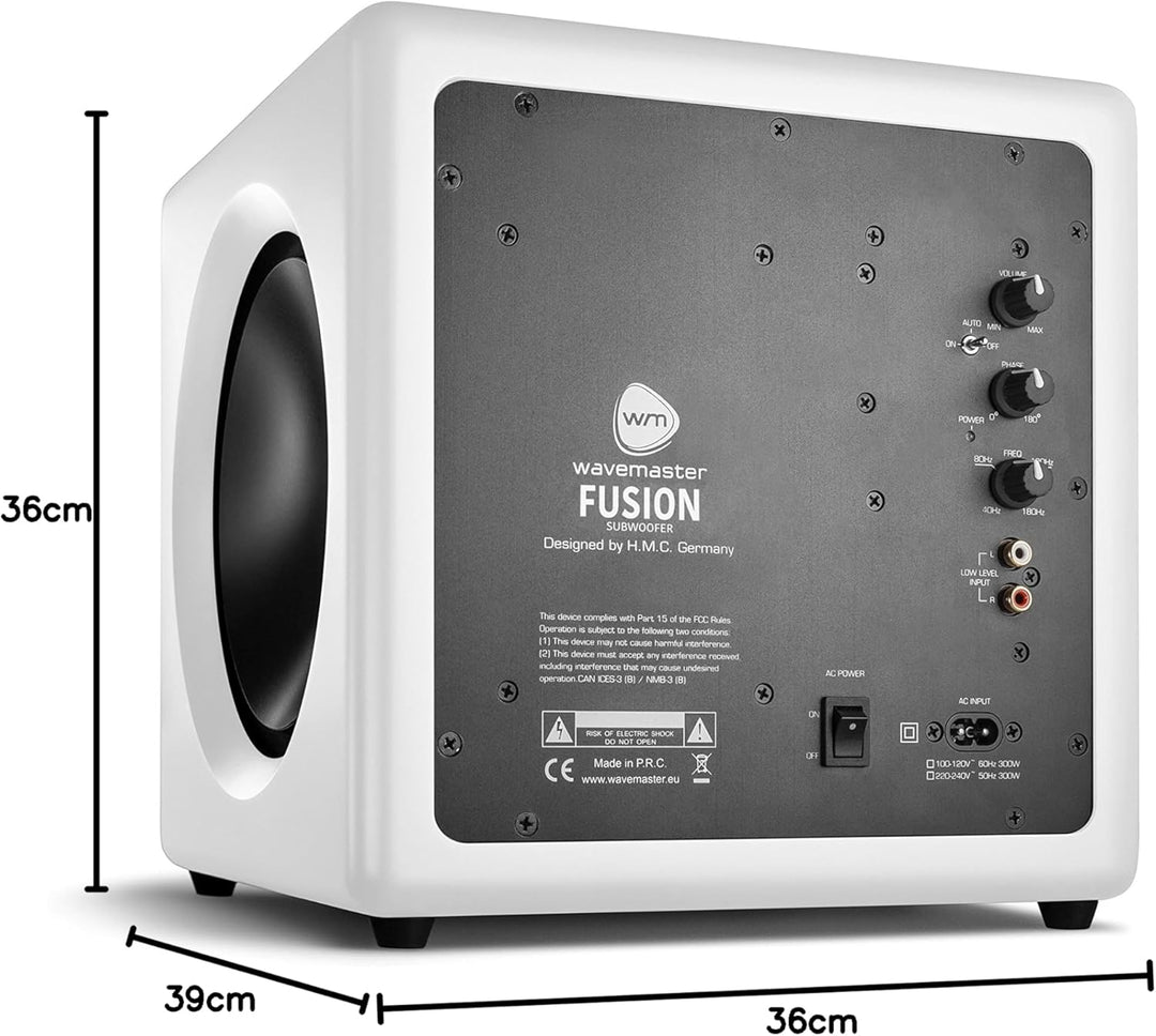 Wavemaster 66401 Fusion - Aktiver Subwoofer (125 Watt) mit eingebautem Class-D-Verstärker, universel