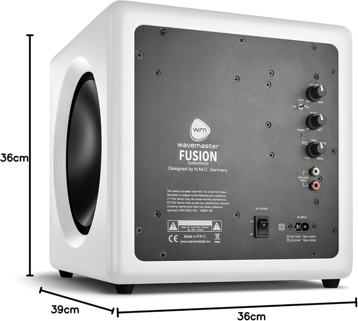 Wavemaster 66401 Fusion - Aktiver Subwoofer (125 Watt) mit eingebautem Class-D-Verstärker, universel