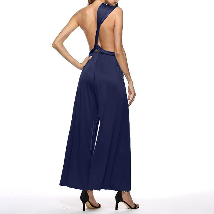 Ansenesna Jumpsuit Damen Sommer Lang Elegant Weites Bein Overall Frauen Rückenfrei V Ausschnitt Einf