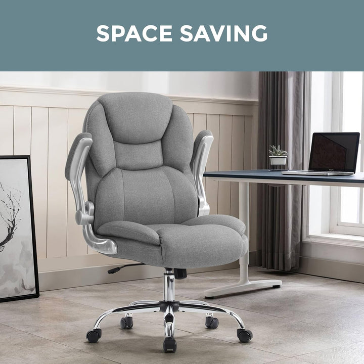 IWMH Bürostuhl Ergonomischer Schreibtischstuhl Chefsessel Drehstuhl mit hochklappbarer Armlehne, höh