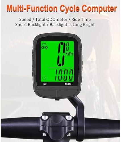 Denash Fahrradcomputer, Kabelloser Fahrrad-Tachometer mit 24 Funktionen, Automatischer Sleep-Wake-Up