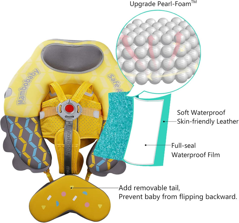 HECCEI Schwimmring Baby Schwimmhilfe Hinzufügen Schwanz Niemals Kippen, Mambobaby Schwimmreifen mit