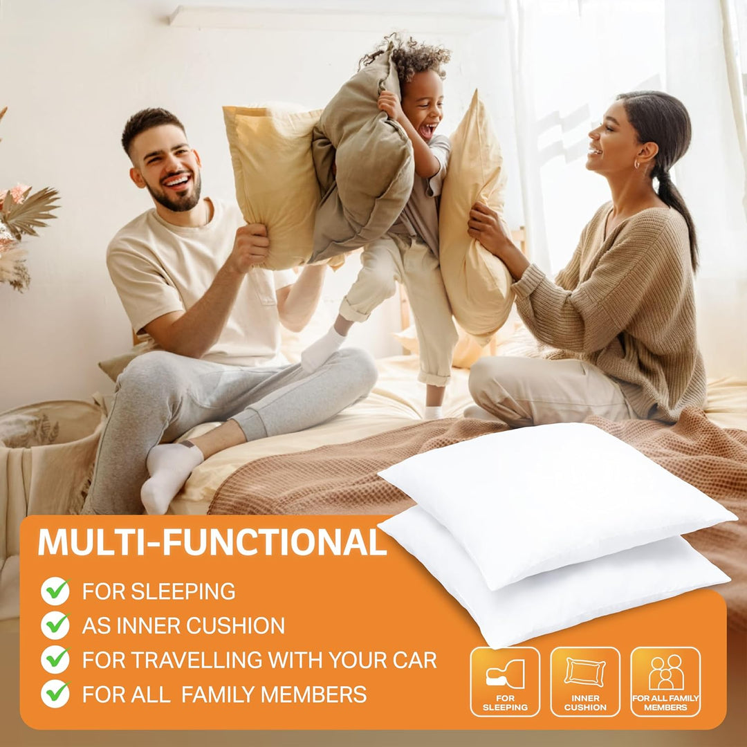 FAM Home Weiches Mikrofaser-Kissen 60x60cm, mit optimaler Stütze für Nacken und Kopf, 2er-Set 2er Se