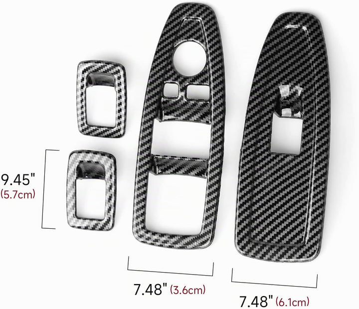 4PCS Auto Fenster Schalter Abdeckung Cover Carbon Fiber Aufkleber ABS Fenstersteuerungsschalter komp