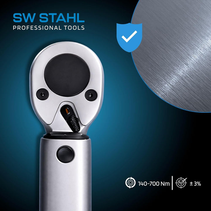 SW-Stahl 03941L-IMP Profi Drehmomentschlüssel 3/4 Zoll 140-700 Nm I Rechtsanzug I Genauigkeit: ± 3%