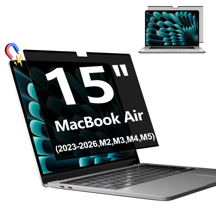 Magnetischer Blickschutzfolie für Macbook Air 15 Zoll (2023–2025, M2, M3, M4), Abnehmbarer Sichtschu