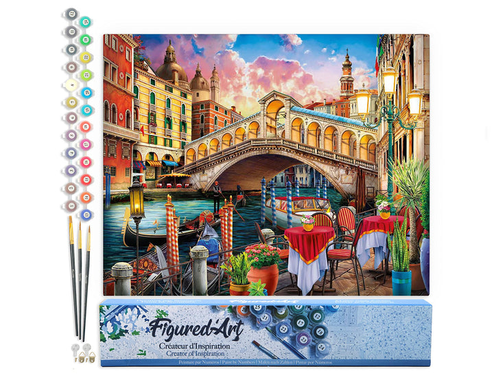 Figured'Art Malen Nach Zahlen Erwachsene Rialtobrücke - Paint by Numbers Basteln DIY Bastelset 40x50