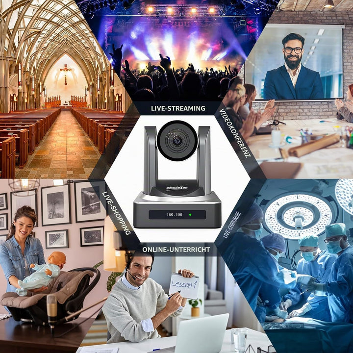 zowietek PTZ-Kamera, PTZ-Kamera mit AI-Auto-Tracking, PoE 1080P60, 20-facher optischer Zoom, HDMI 3G