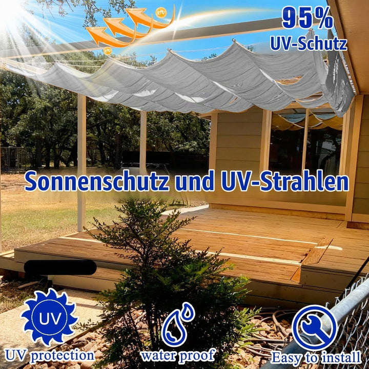 Einziehbares Welle Sonnensegel 0.6x3.5m, Verstellbare Pergola Markise mit wasserdichtem &amp; UV-beständ