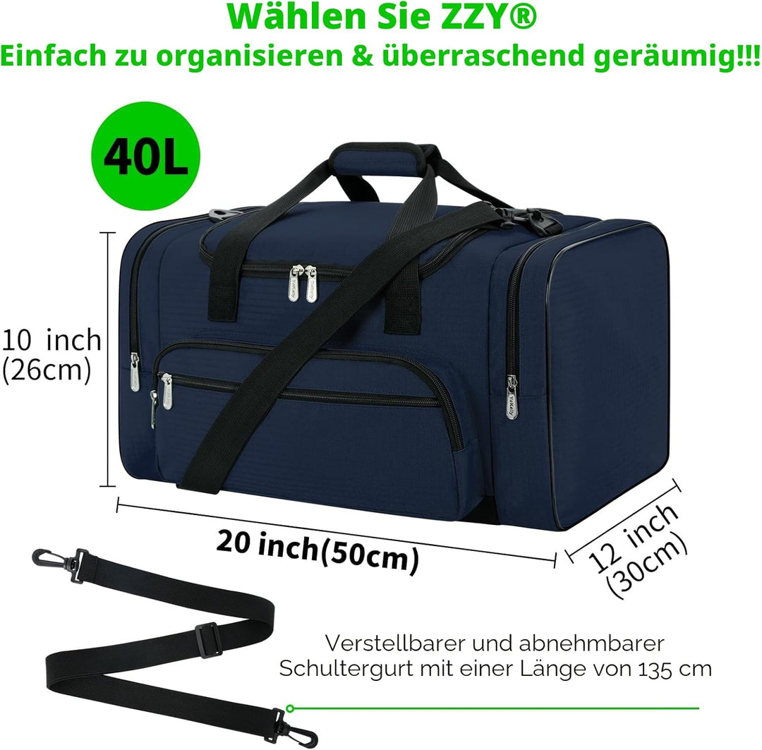Sporttasche Reisetasche Fitness Tasche mit Schultergurt Wochenendtasche für Damen und Herren (Blau,