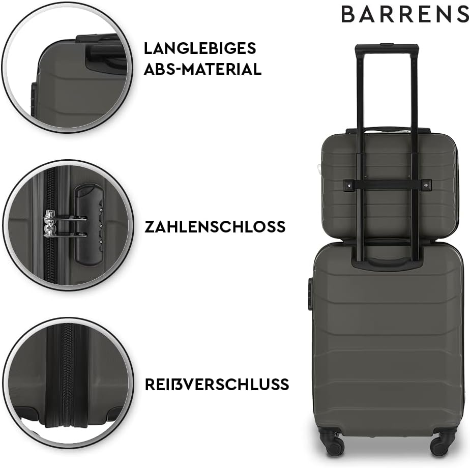 BARRENS Kabinenkoffer + Reisekosmetikkoffer Set | Handgepäck | Kabinenkoffer 55x40x20cm 34l | Kosmet