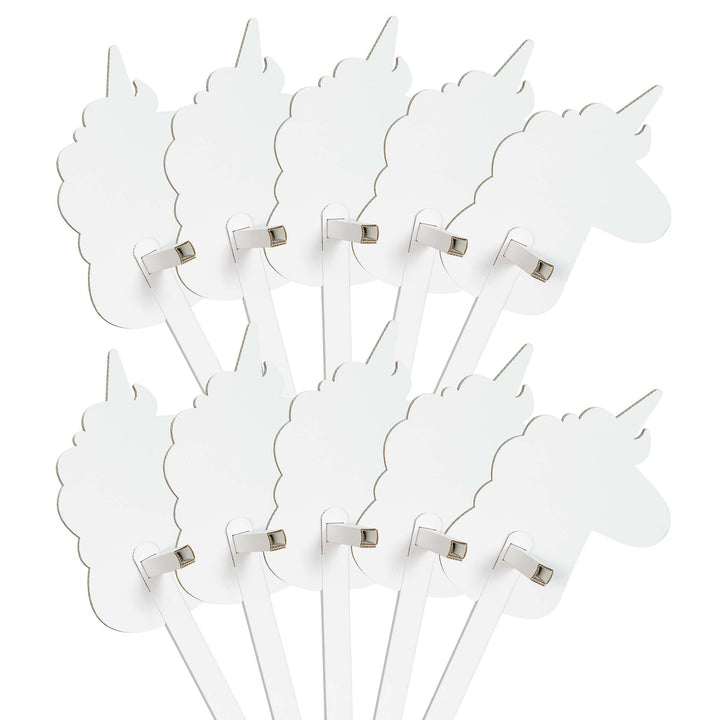 Steckenpferde 10er Set aus Pappe 115 x 40 x 25 cm Hobbyhorse Stockpferde - Einhorn weiss zum Bemalen