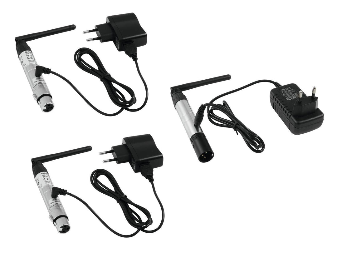 EUROLITE Set QuickDMX 1x Sender + 2X Empfänger | Kompakter DMX-Funksender mit 2 DMX-Funkempfängern