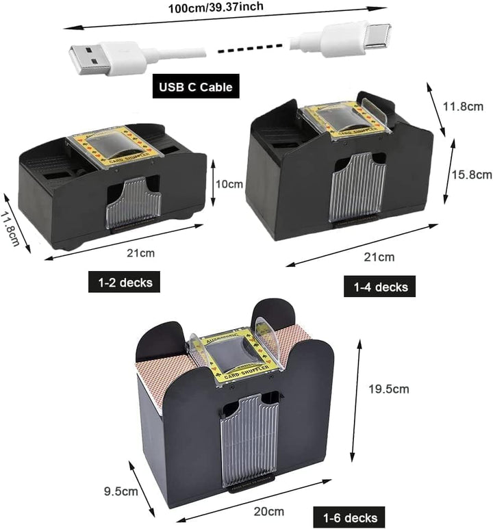 Automatischer Kartenmischer für 4 Decks - USB-C & Batteriebetrieb, Elektrischer Kartenschlucker für