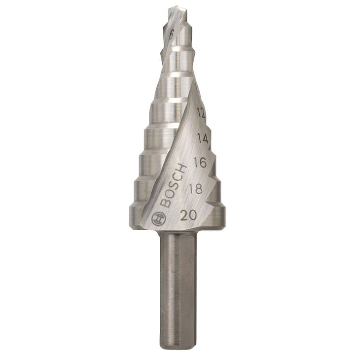Bosch Professional Stufenbohrer HSS mit 3-Flächen-Schaft (Ø 4-20 mm, 9 Stufen) Ø 4-20 mm 9 Stufen oh