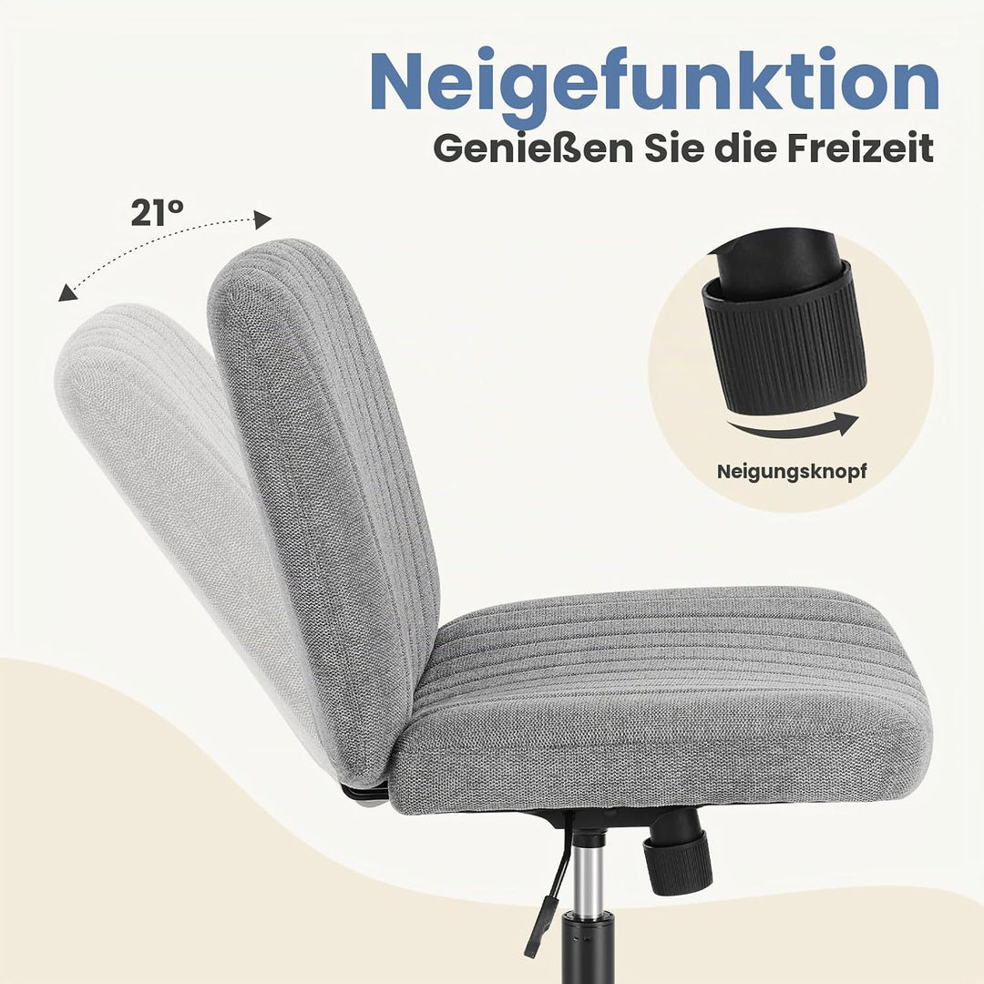 DUMOS Cross Legged Bürostuhl, Armloser Breiter Schreibtischstuhl Keine Räder, Moderner Home Office S