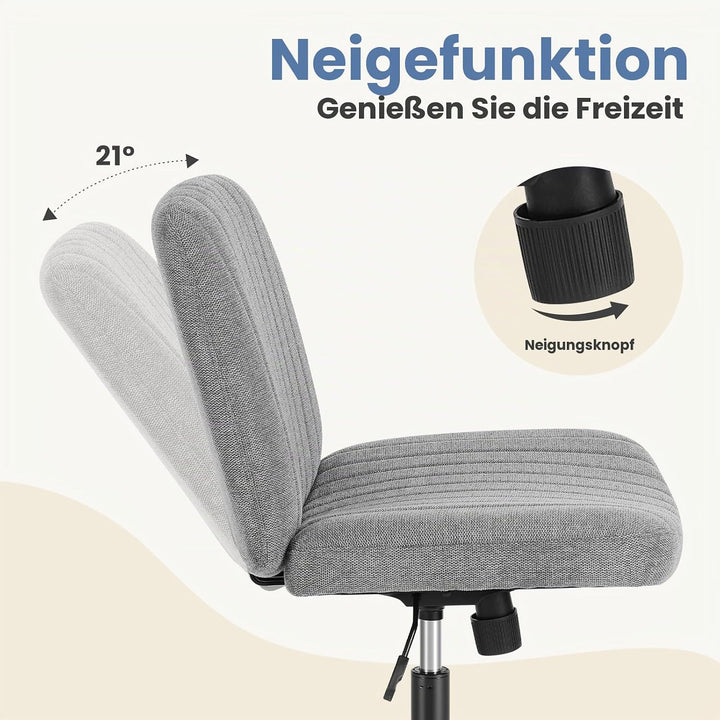DUMOS Cross Legged Bürostuhl, Armloser Breiter Schreibtischstuhl Keine Räder, Moderner Home Office S