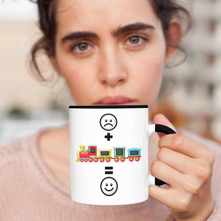 Trendation - Eisenbahn Tasse Geschenk für Eisenbahner Modelleisenbahn :(+ Eisenbahner = :) Lustige G