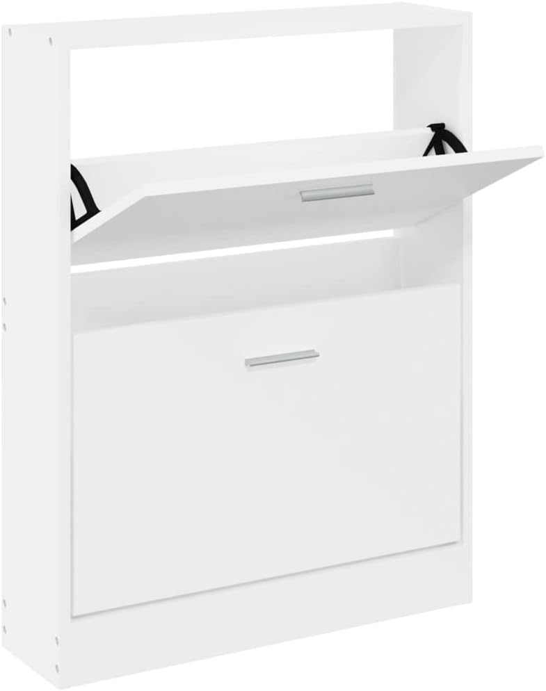Schuhschrank Weiss 59x17x81 cm Holzwerkstoff, Schuhe Organizer, Schuhe Aufbewahrung, Schuhregal für