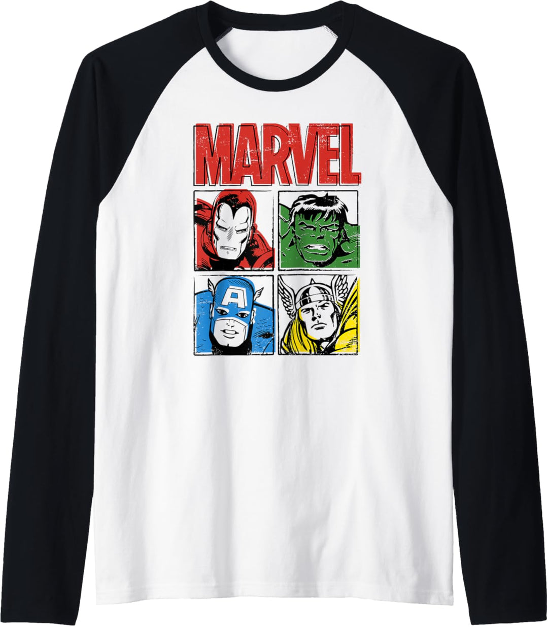 Marvel Vintage Squares Iron Man, Hulk, Captain America, Thor Raglan