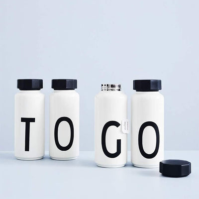 Design Letters Persönliche Edelstahl Trinkflasche Weiss (H) |500 ml| Kohlensäure geeignet BPA-Frei T