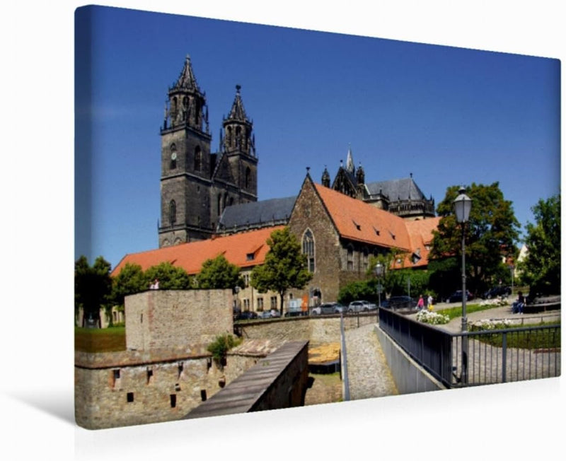 Premium Textil-Leinwand 45 x 30 cm Quer-Format Dom in Magdeburg mit Vastion Clewe | Wandbild, HD-Bil