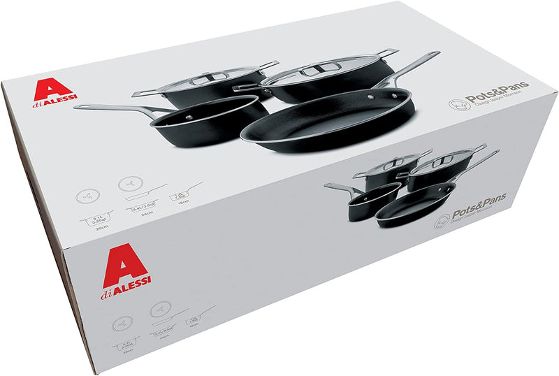 Alessi Töpfe & Pfannen POTS&Pans,Set 6 PENTOLE A, Aluminium, Edelstahl 18/10, Mehrfarbig, One Size