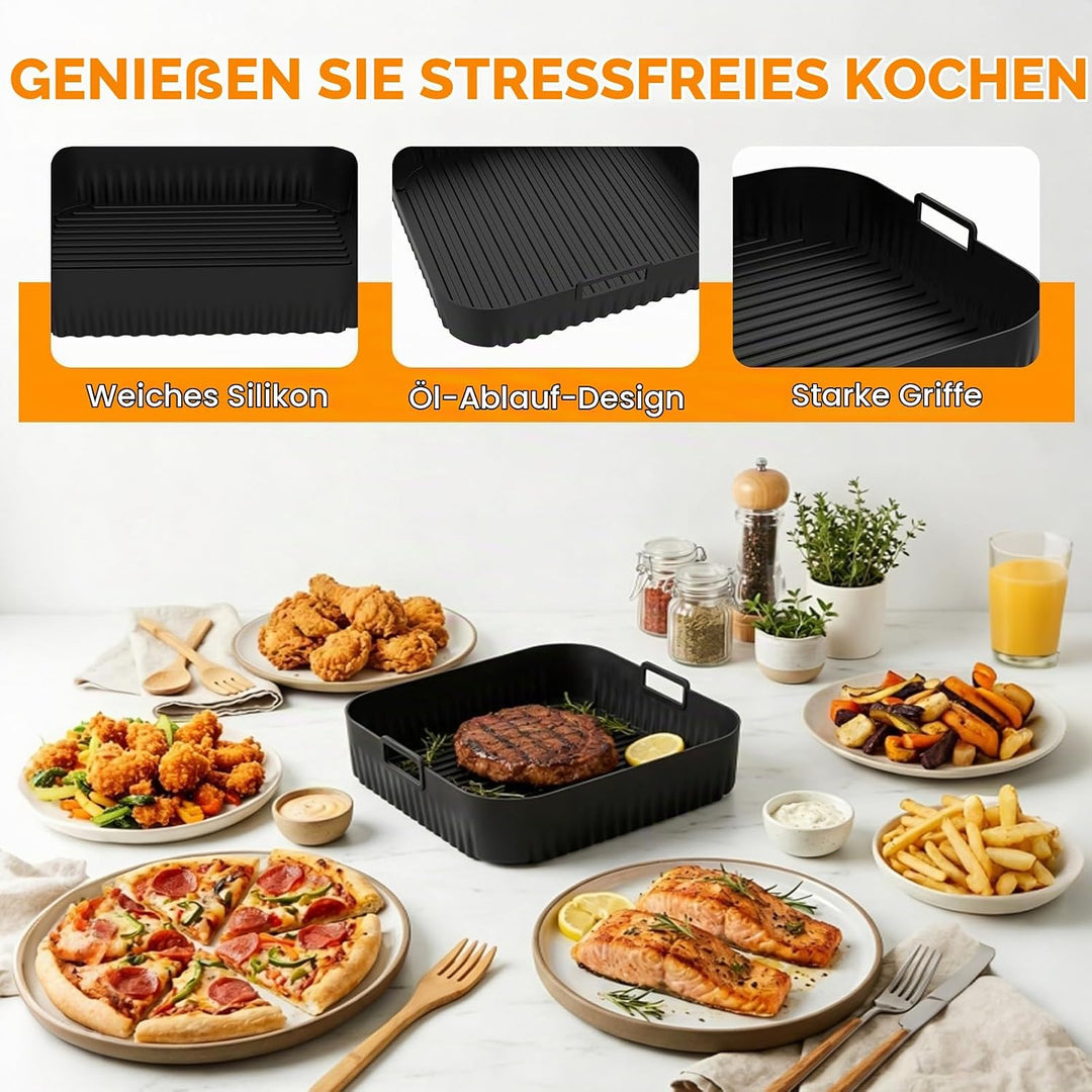 2pcs Silikonform HeissLuftfritteuse Zubehör für Tefal Easy Fry XL Surface, 27cm Silikonform Airfryer