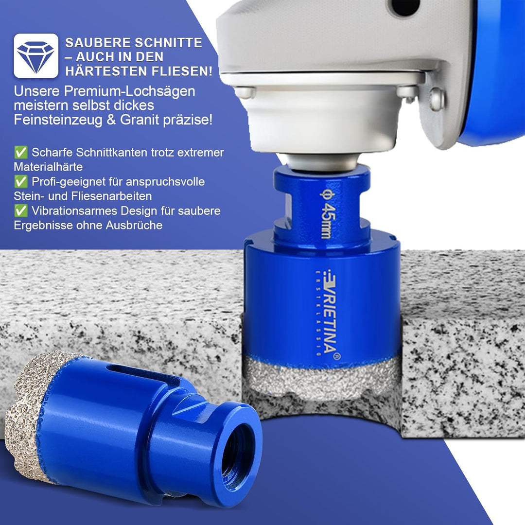 4x Diamant Fliesenbohrer HV 10000+ Härte, 6|8|10|12mm M14 Diamantbohrer Glasbohrer Nass Trocken Flie