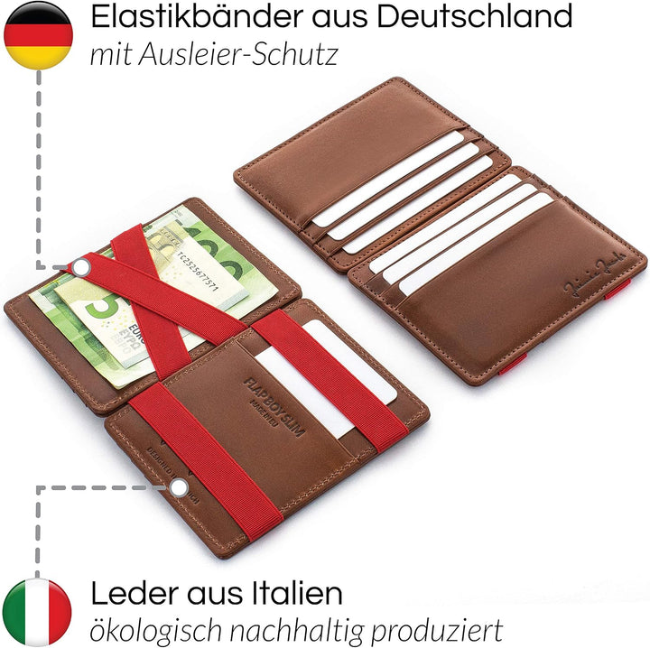 Jaimie Jacobs Flap Boy Slim ohne Münzfach Magic Wallet integrierter RFID Schutz Magischer Geldbeutel