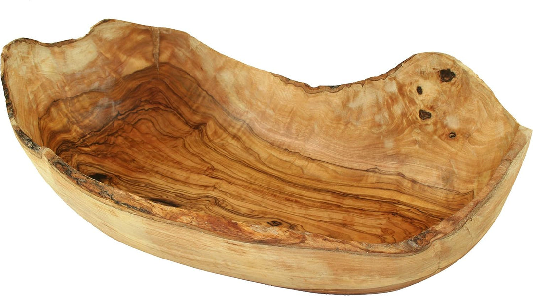 D.O.M.® Obstschale RUSTIKAL aus naturbelassenem Olivenholz in 5 Grössen (Länge 34-36 cm), Länge 34-3