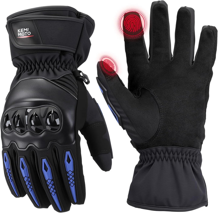 KEMIMOTO Winter Motorradhandschuhe, wassdichte Motorrad Handschuhe Winter, Amtungsaktive Sport Hands
