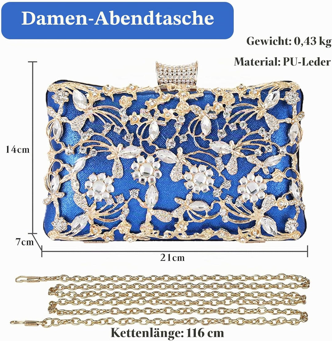 CORIOS Clutch Damen Strass Luxus Abendtasche Kristall Glitter Handtasche Glänzend Umhängetasche Eleg