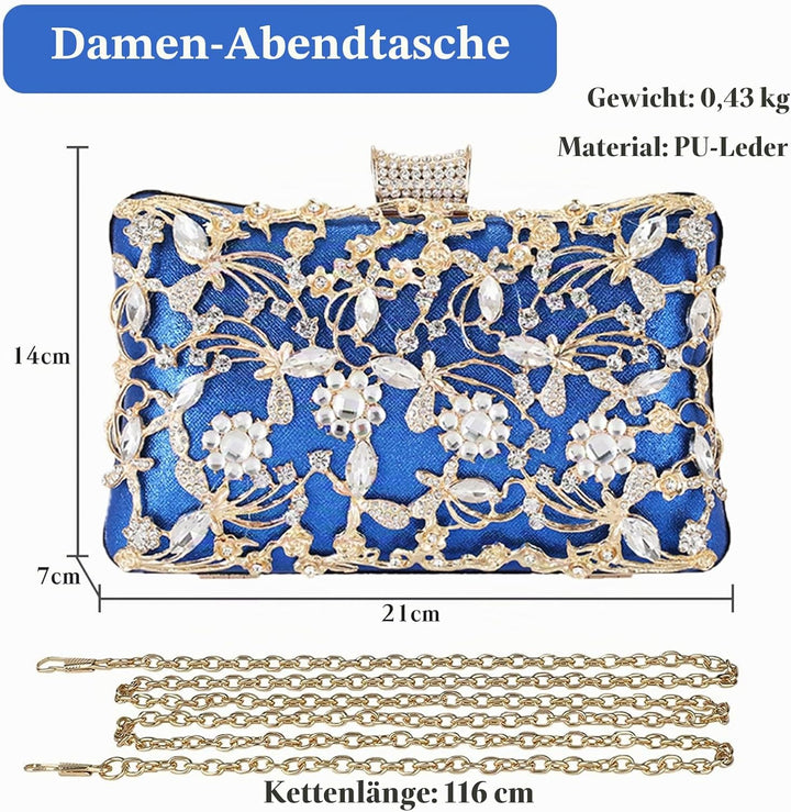 CORIOS Clutch Damen Strass Luxus Abendtasche Kristall Glitter Handtasche Glänzend Umhängetasche Eleg