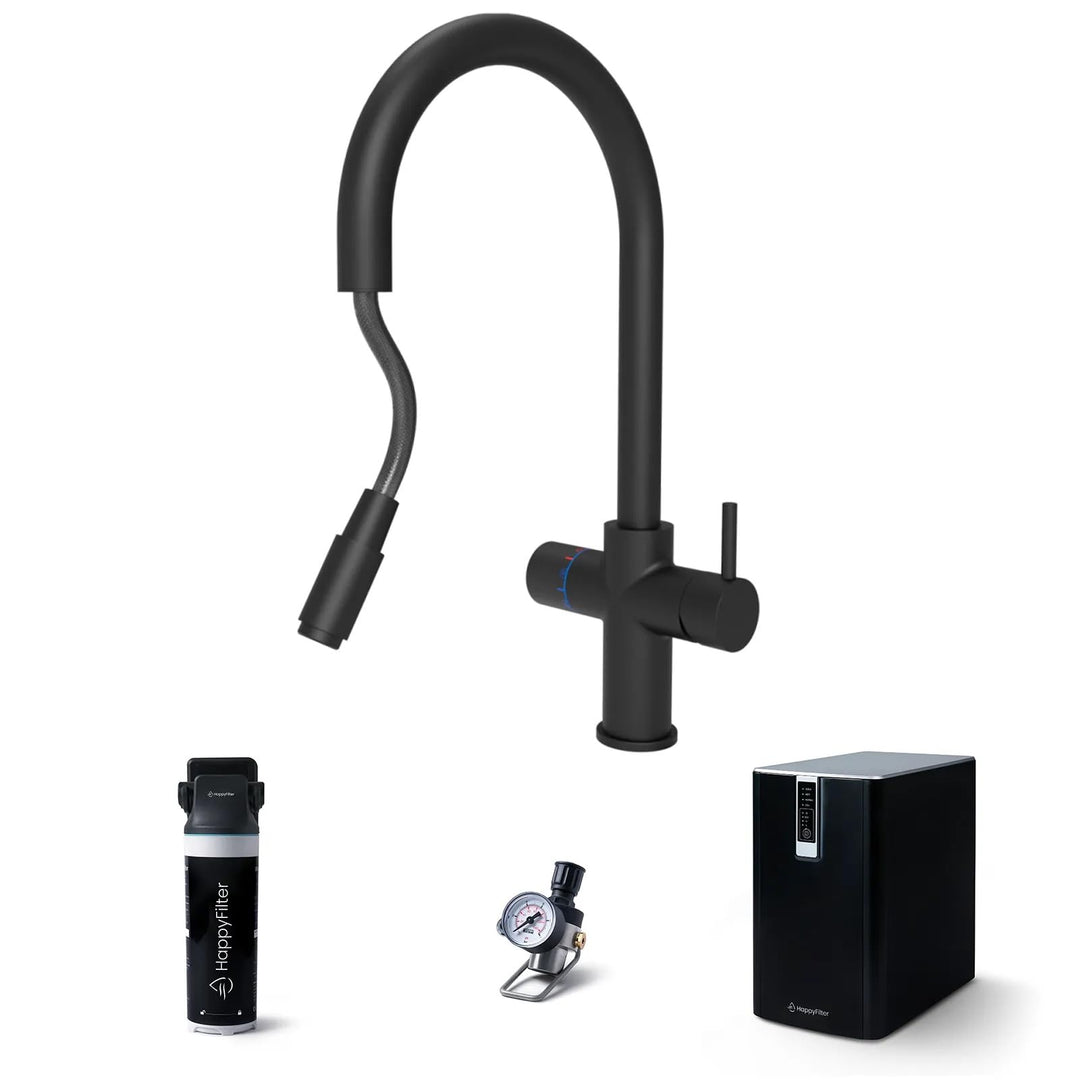 HappyFilter FizzRed Wassersprudler Wasserkocher | gekühlt | gesprudelt | kochend| 5in1 Flex Black Wa