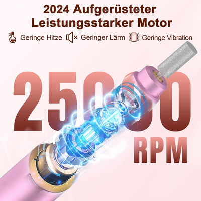Auriox Nagelfräser Kabellos, 12 in 1 Fräser für Gelnägel 25000 u/min, Akku Elektrische Nagelfeile fü