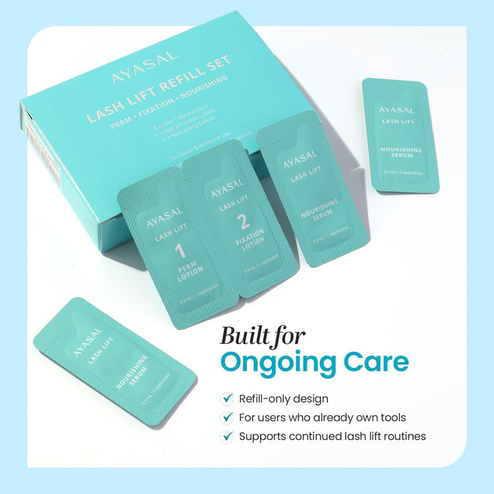 AYASAL Lash Lift Kit Refills: Step 1+2 Refill Set, Korean Thio-Free Lash Perm - Professional Long La