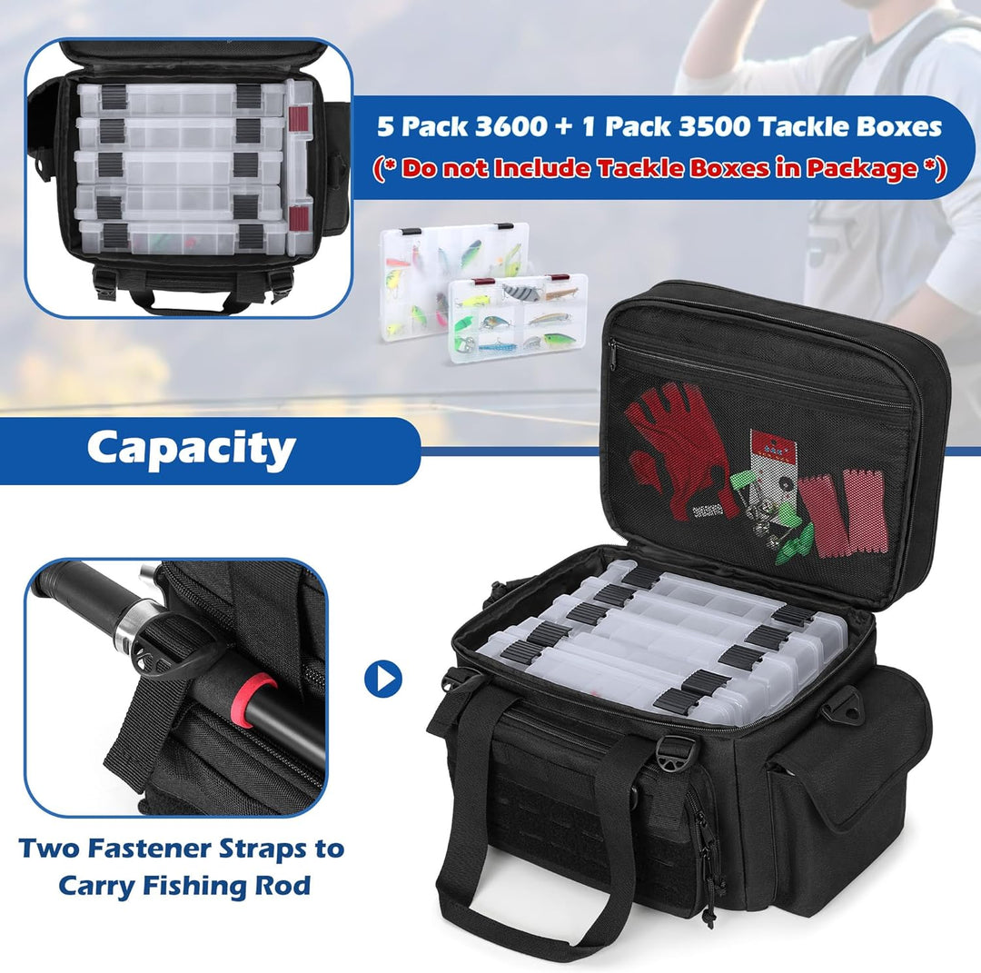 DSLEAF Angeltasche für 3500/3600 Angelboxen (nur Tasche), weiche Angelboxtasche mit wasserdichtem Bo