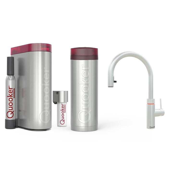 Quooker mit Reservoire PRO3 und CUBE kochend Wasserhahn (Flex, Voll-Edelstahl) Flex Voll-edelstahl,