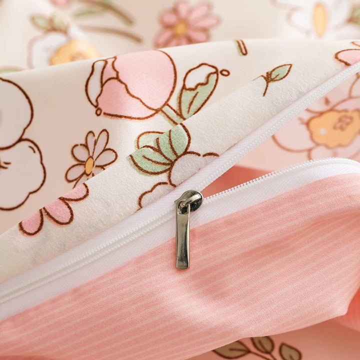 YASMENG Bettwäsche 200x220 Bunt Blumen Muster Beige Rosa Floral Wendebettwäsche Set Weich Flauschig