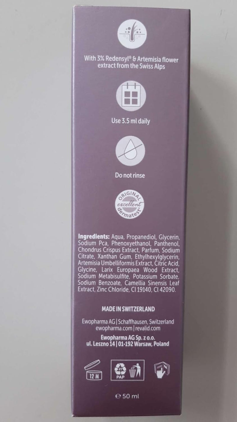 REVALID, Swiss Hair Care, Serum zum Nachwachsen gegen Haarausfall, regenerative Wirkung, 50 ml
