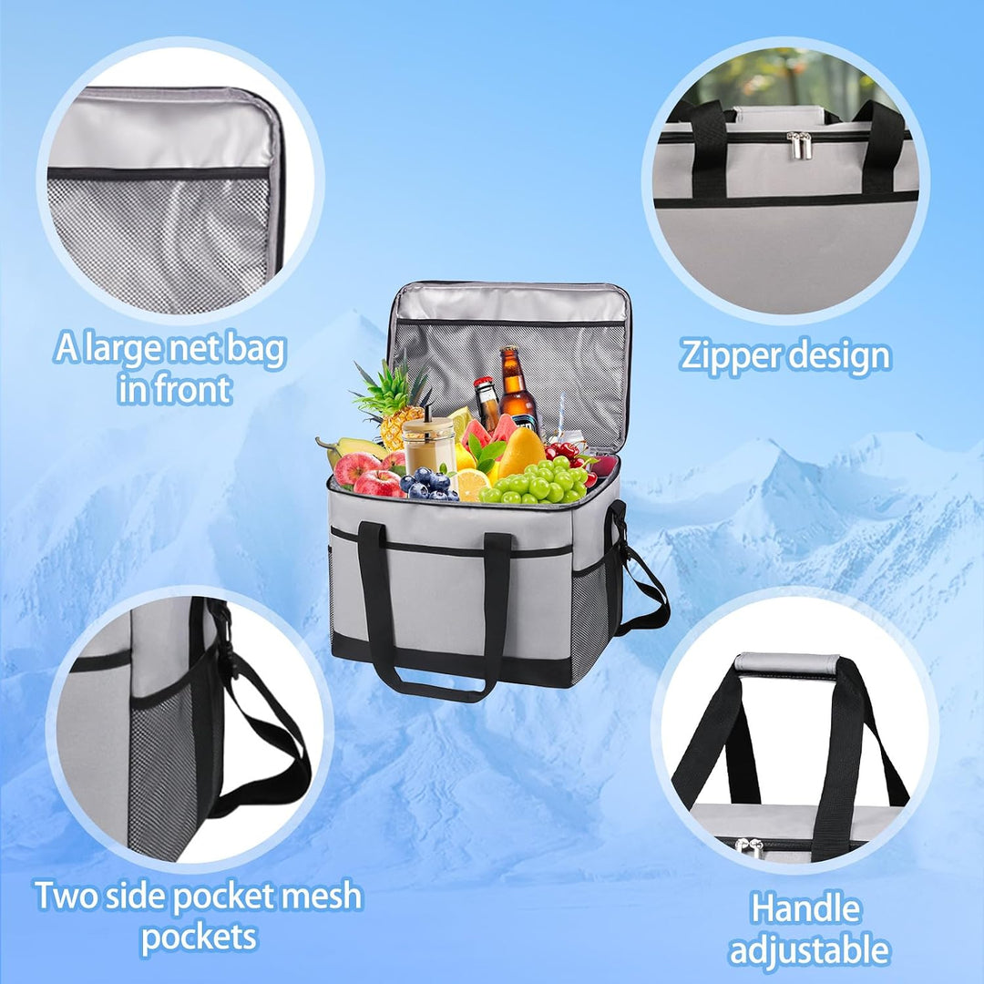 35L Gross Outdoor Kühltasche Faltbar, 60 Can Kühltasche Thermotasche Isoliertasche für Getränke &amp; Ge
