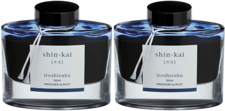 PILOT Iroshizuku Füllfederhalter-Tinte, Shin-Kai, Deep Sea (Blau-Schwarz), 50 ml Flasche (69225) 2 S