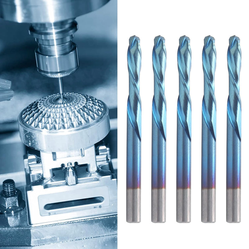 5Pcs CNC Fräser Bits Fräser Nano Blue Coat Einzelflöten Spiral Downcut Cutter 2 Flöten Wolfram Stahl