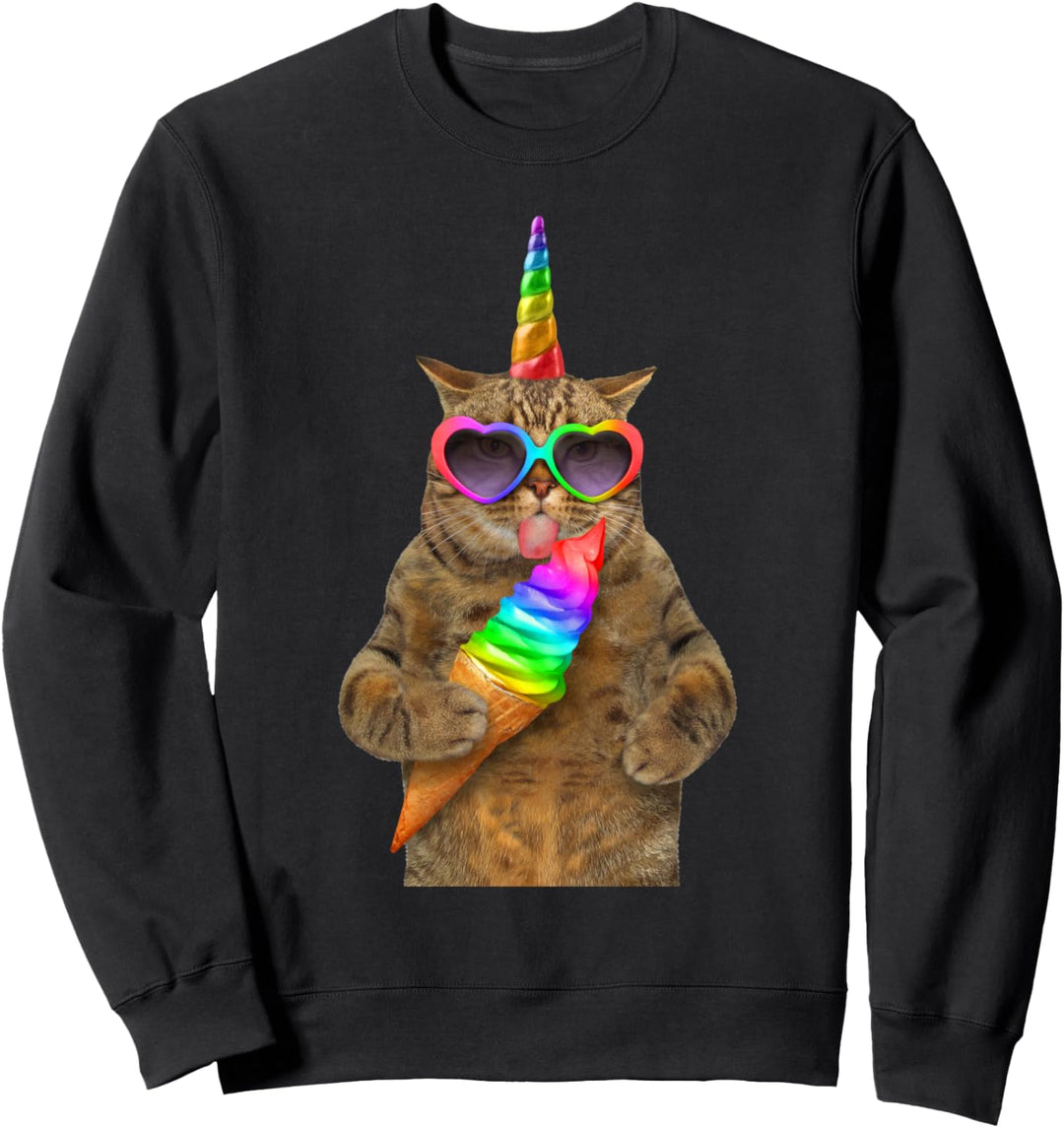 Cool Funny Sarcastic Unicorn Rainbow Cat Graphic Designs Sweatshirt