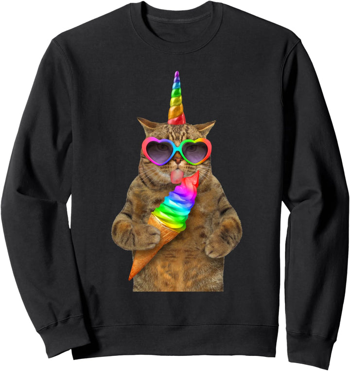 Cool Funny Sarcastic Unicorn Rainbow Cat Graphic Designs Sweatshirt