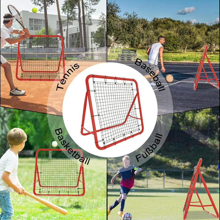 Fussball Rebounder Netz Fussball Tor Rückprallwand Netz Faltbar Kicker Fussballtor, 4 Verstellbare S